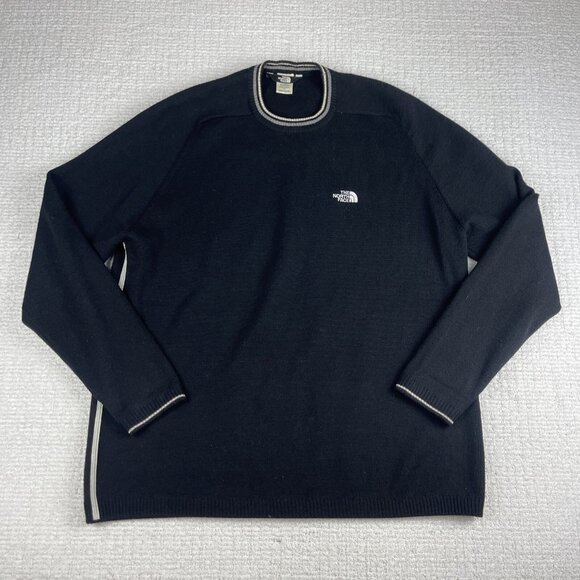 The North Face Vintage Sweater Mens L Black 100% Wool Knitted Crew Neck - Picture 1 of 16